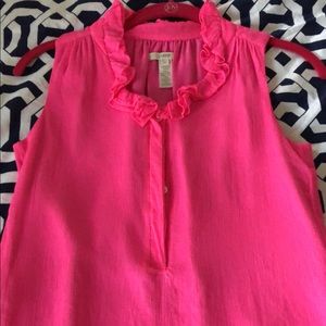 J. Crew ruffle neck silk top 0